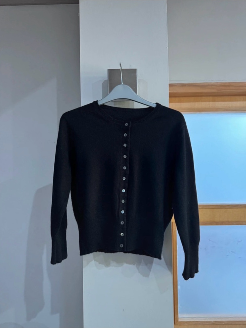 Brora Cropped Cashmere Cardigan in Black - Picture 2 of 11